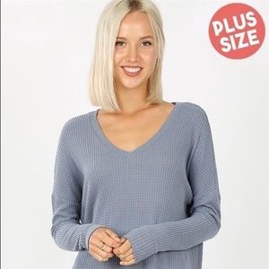 New Junior's Cute Boutique Blue waffle top